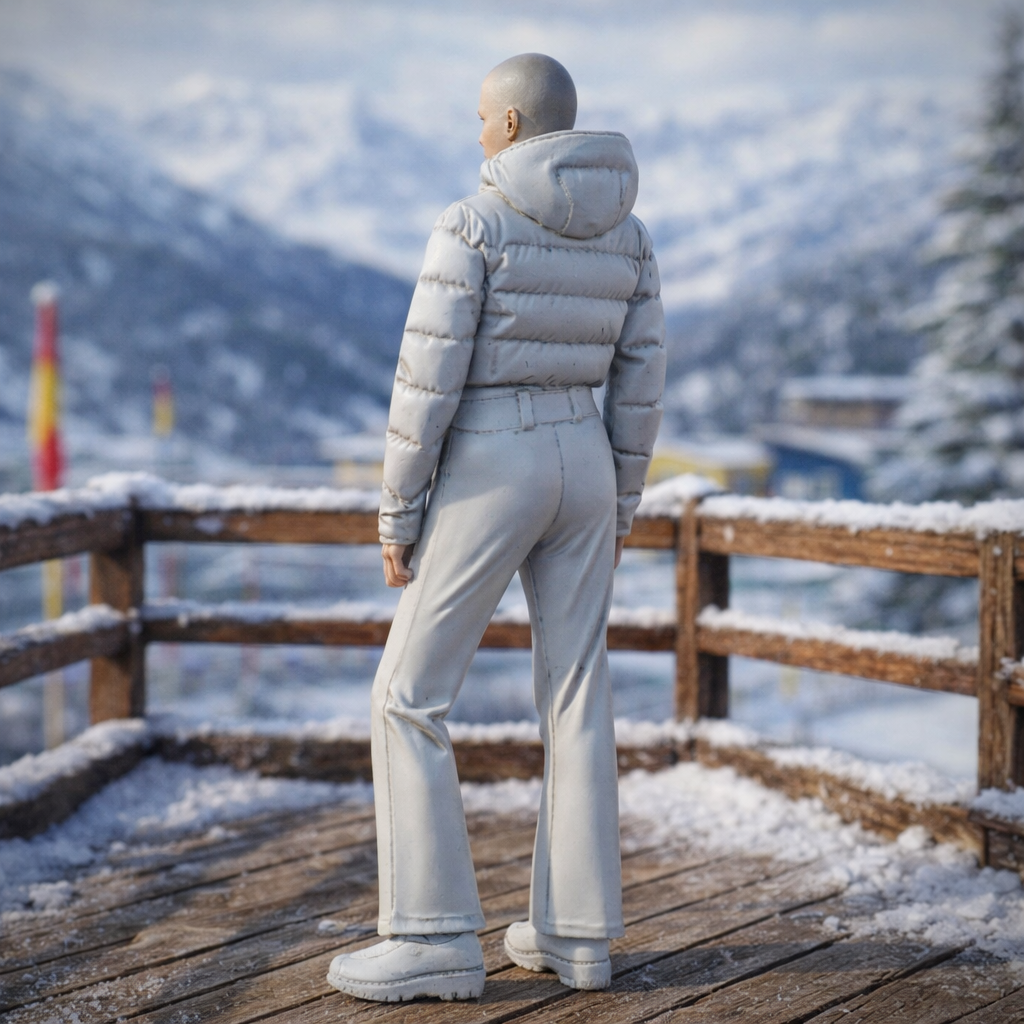 Avant-Garde Tourist in Cropped Puffer | Resin Figurine