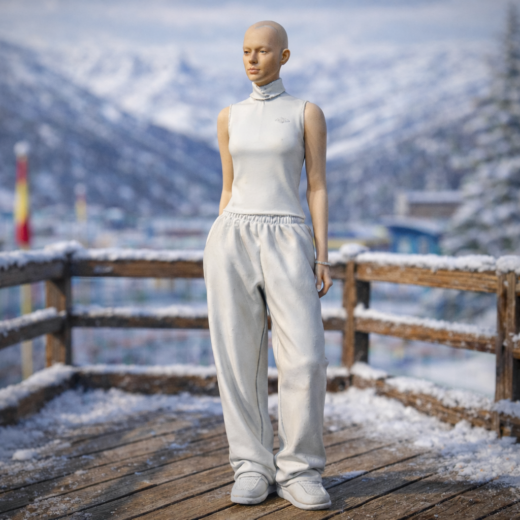 Avant-Garde Minimalist in Sleeveless Turtleneck | Resin Figurine