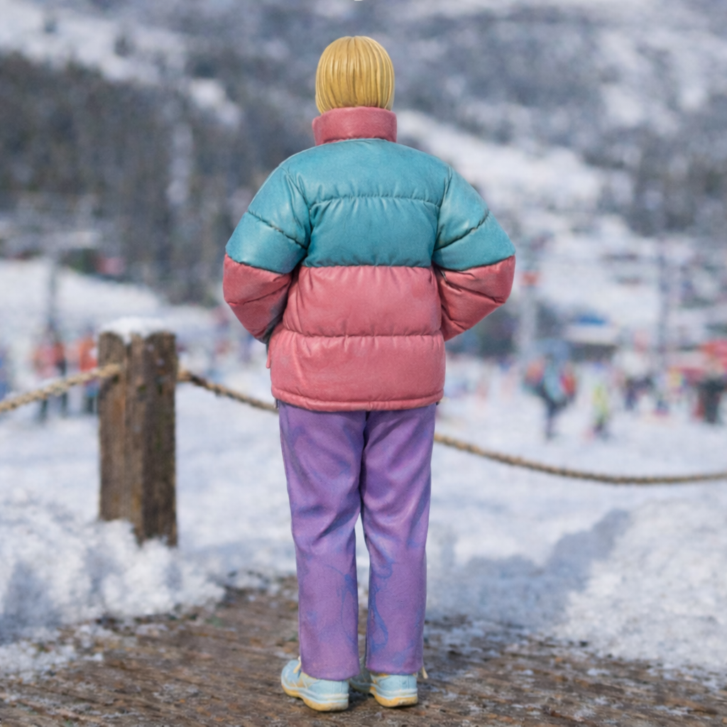 Minimalist Winter Chic in Puffer Jacket & Trousers | Resin Figurine