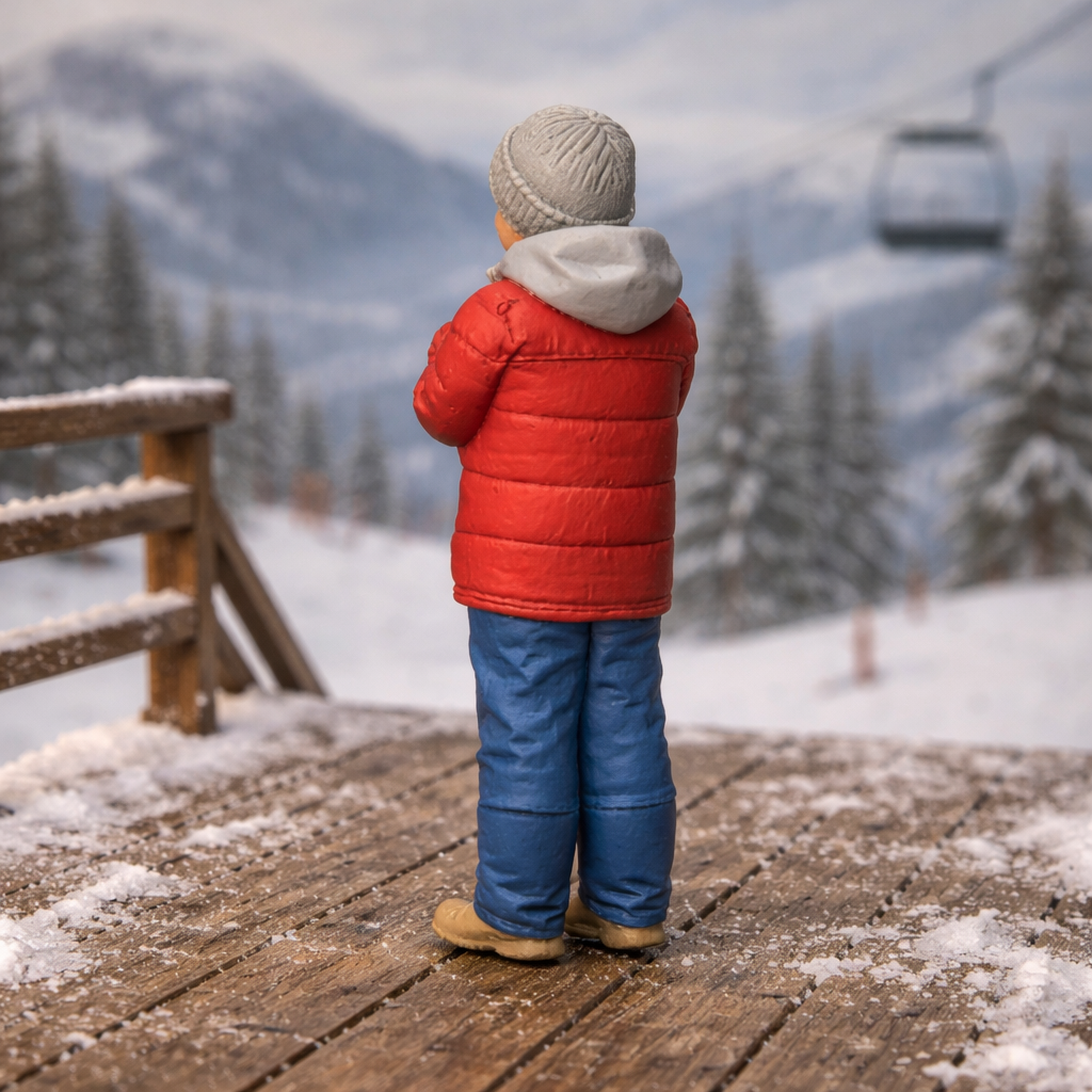 Joyful Youth in Padded Winter Gear | Resin Figurine