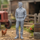 The Jovial Farmhand | Grey Resin Farm Diorama Figurine