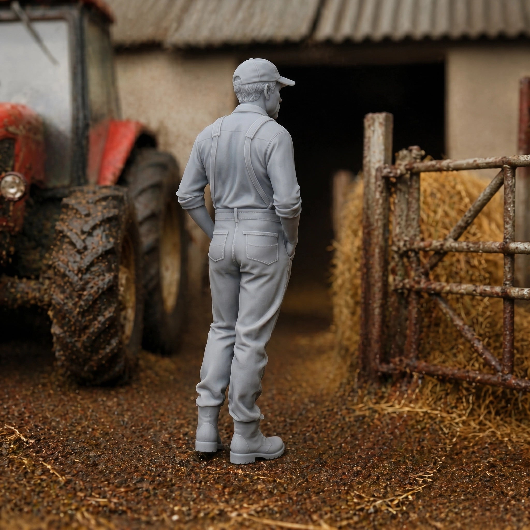 The Estate Foreman | Grey Resin Farm Diorama Figurine