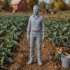 Market Garden Farmer | Grey Resin Farm Diorama Figurine