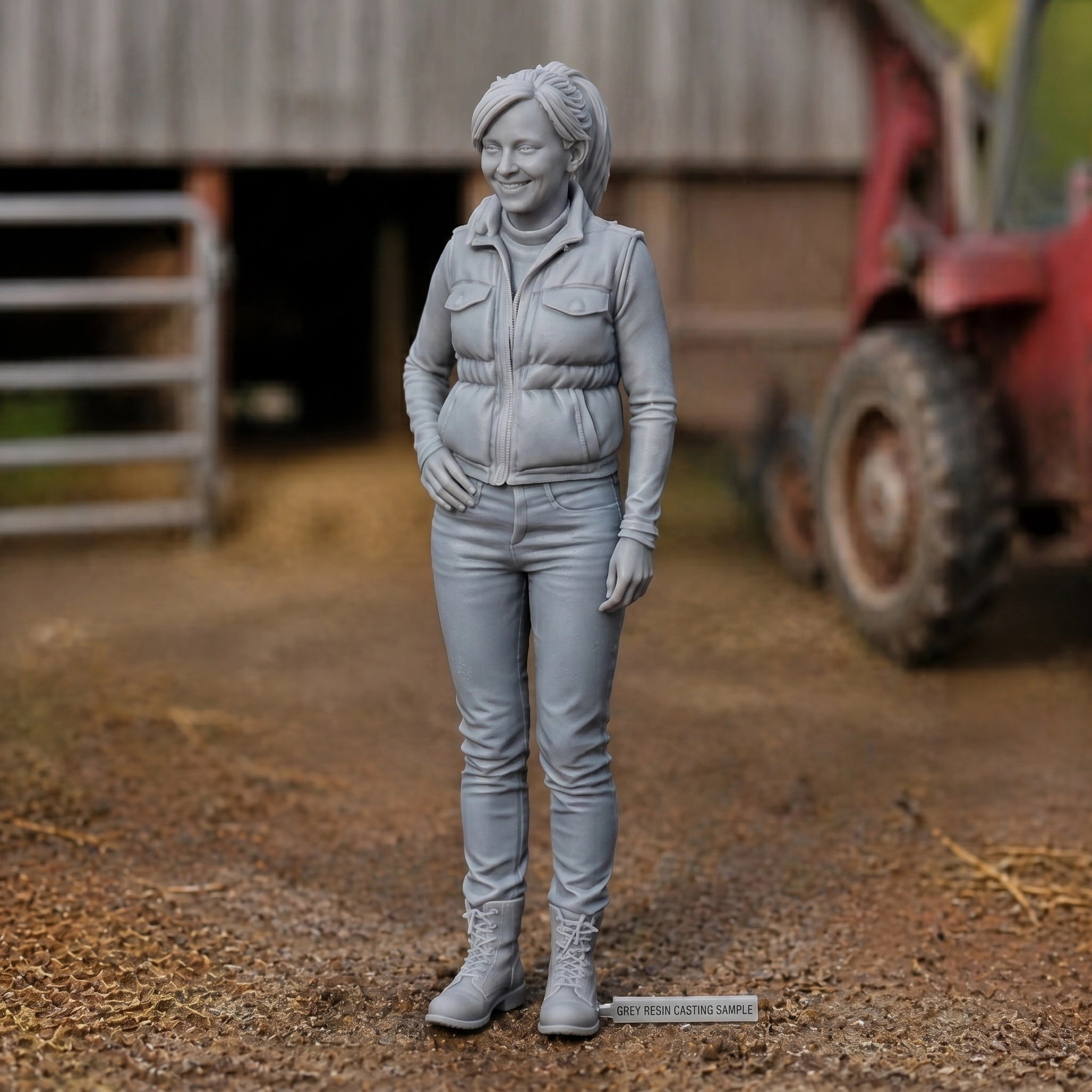 The Modern Matriarch | Grey Resin Farm Diorama Figurine