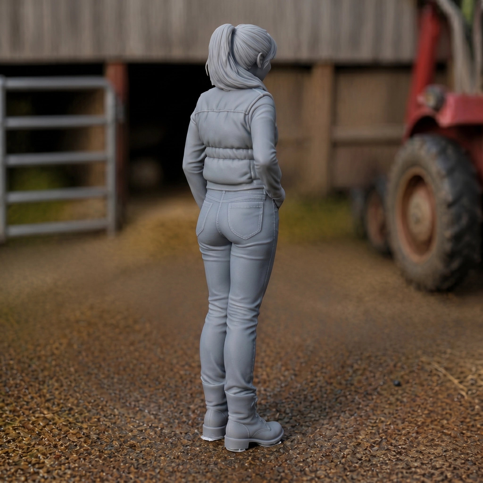The Modern Matriarch | Grey Resin Farm Diorama Figurine