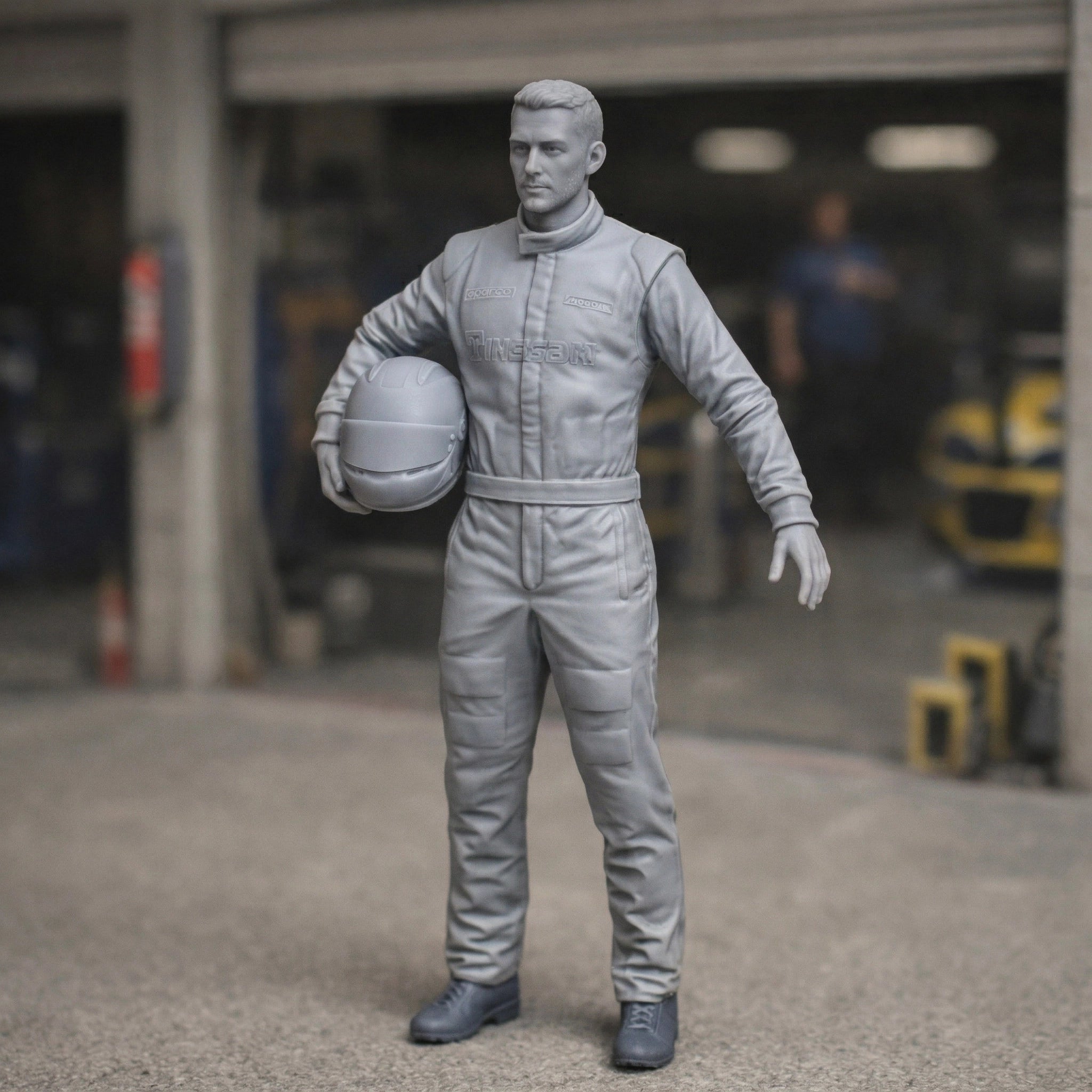 GT3 Championship Race Driver | Grey Resin Slot Car Diorama Figurine