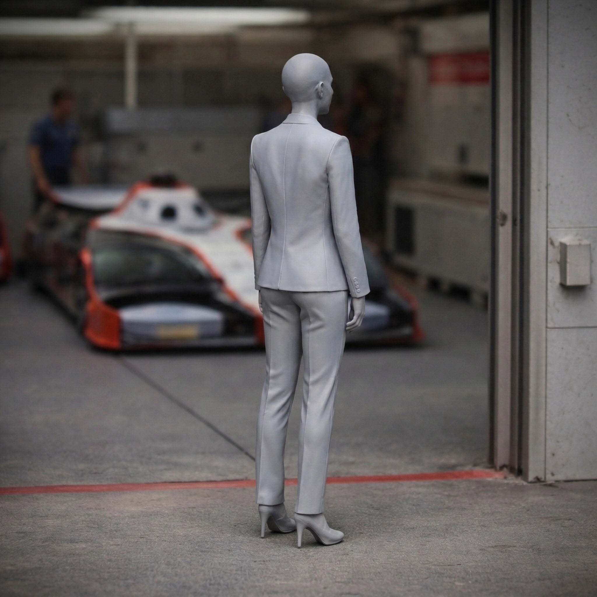 Elite Race Team Executive | Grey Resin Slot Car Diorama Figurine