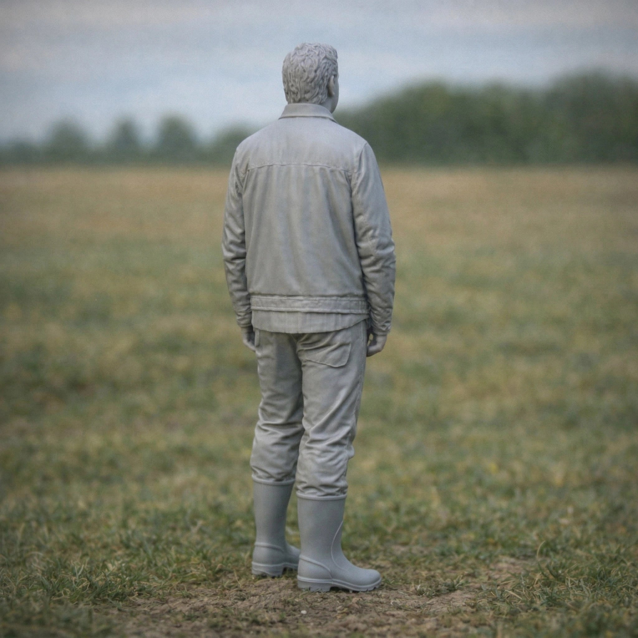Rural Farmer Landowner | Grey Resin Farm Diorama Figurine