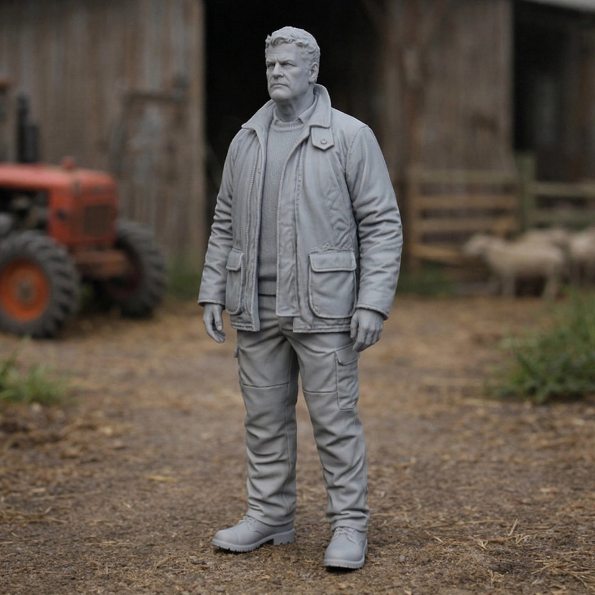 Countryside Foreman | Grey Resin Farm Diorama Figurine