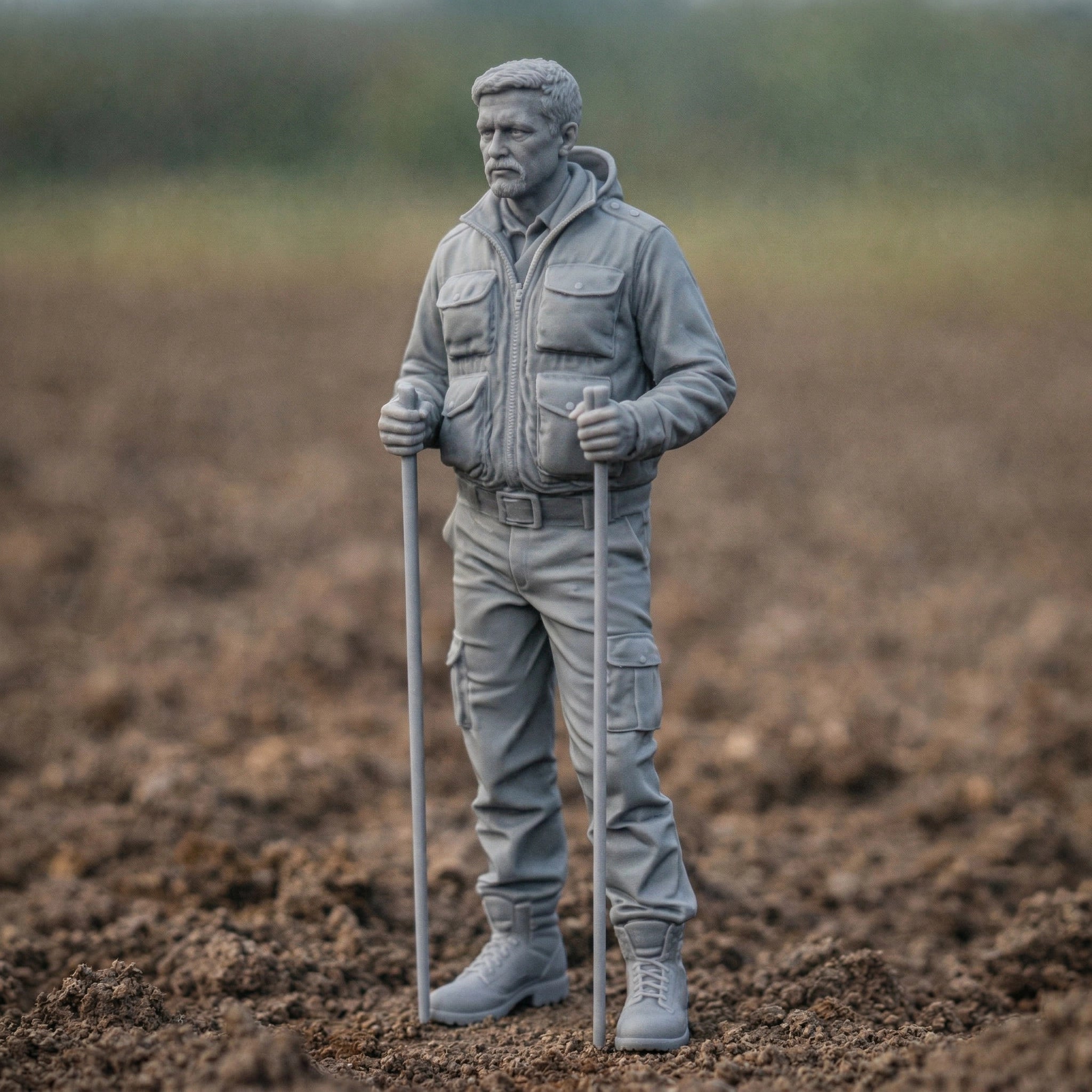 Field Agronomist | Grey Resin Farm Diorama Figurine