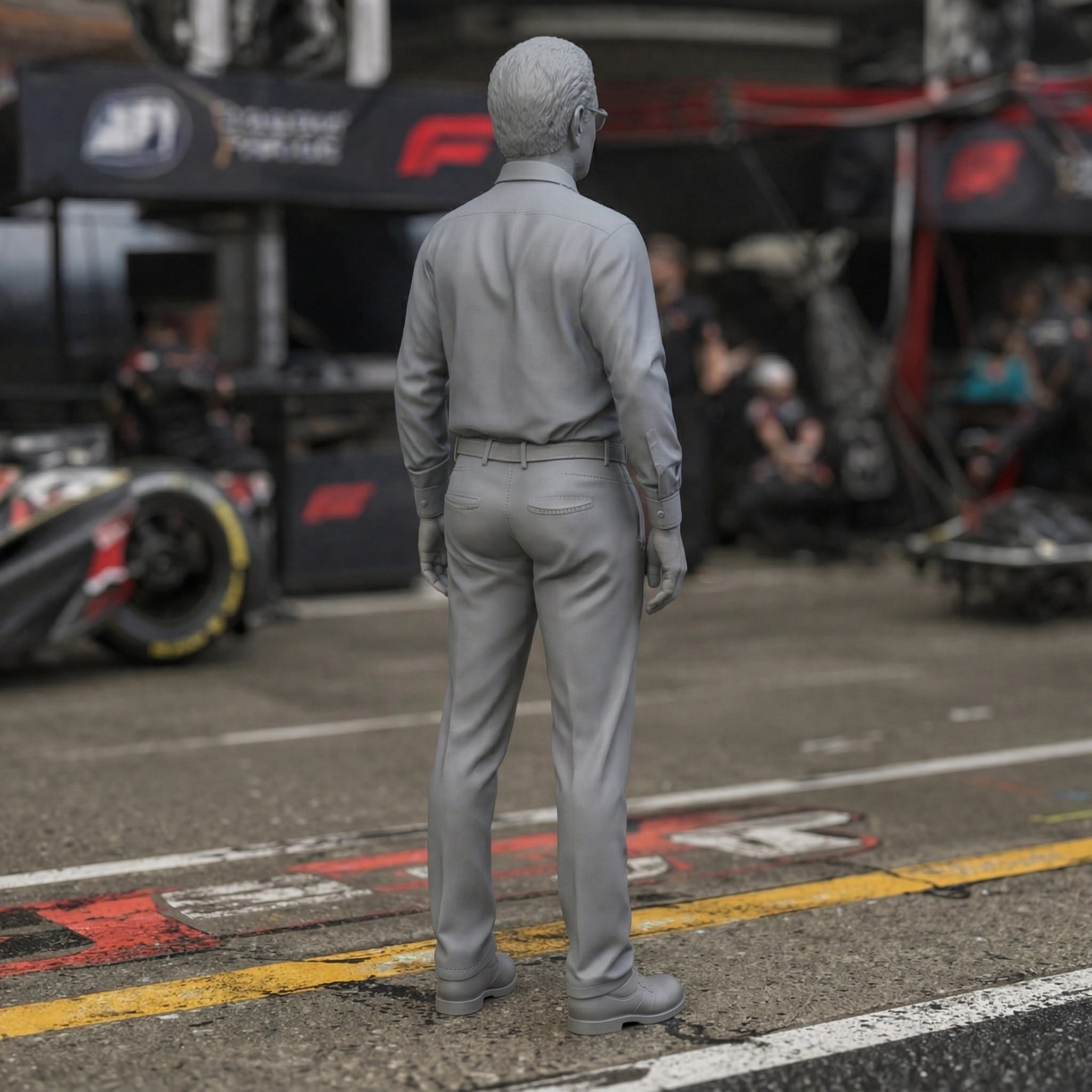 Race Team Owner | Grey Resin Slot Car Diorama Figurine