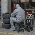 Exhausted Pit Crew Mechanic | Grey Resin Slot Car Diorama Figurine