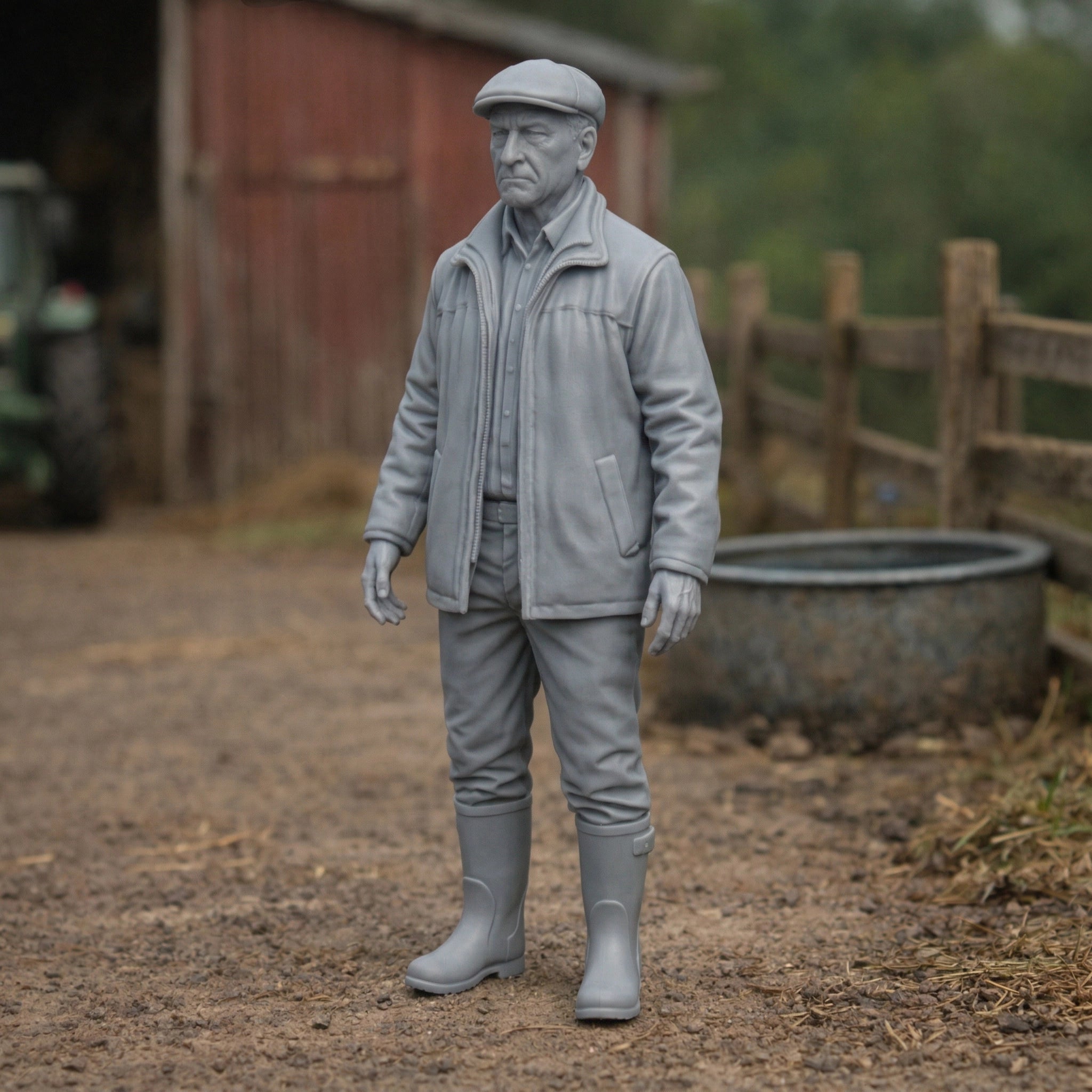 Veteran Farm Proprietor | Grey Resin Farm Diorama Figurine