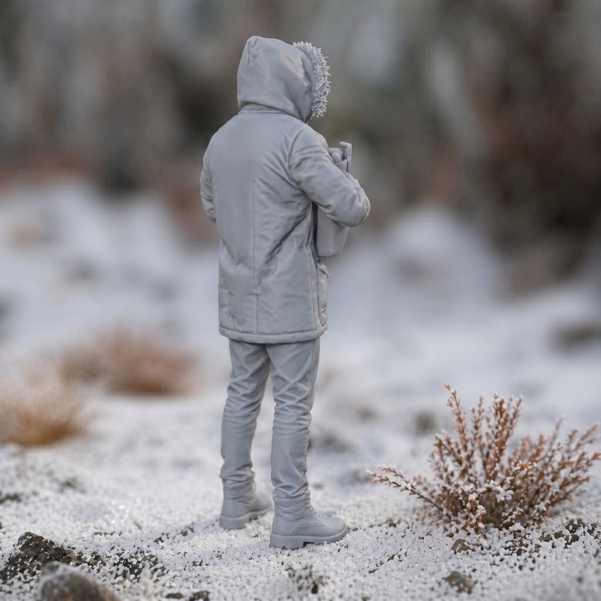 The Winter Provider | Grey Resin Winter Diorama Figurine