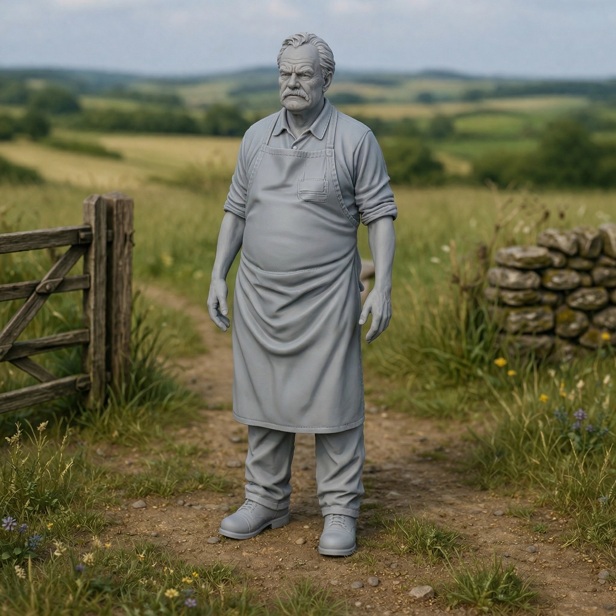 Country Veterinarian | Grey Resin Farm Diorama Figurine