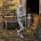 The Modern Farmhand | Grey Resin Farm Diorama Figurine