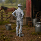 The Seasoned Stockman | Grey Resin Farm Diorama Figurine