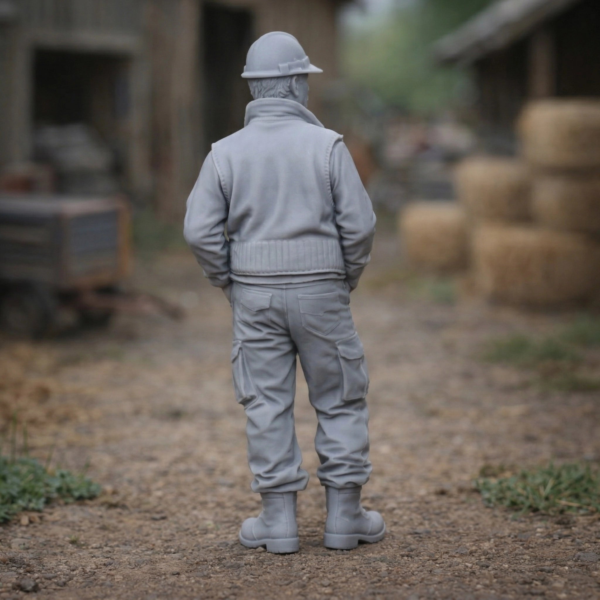 Farm Infrastructure Builder | Grey Resin Farm Diorama Figurine