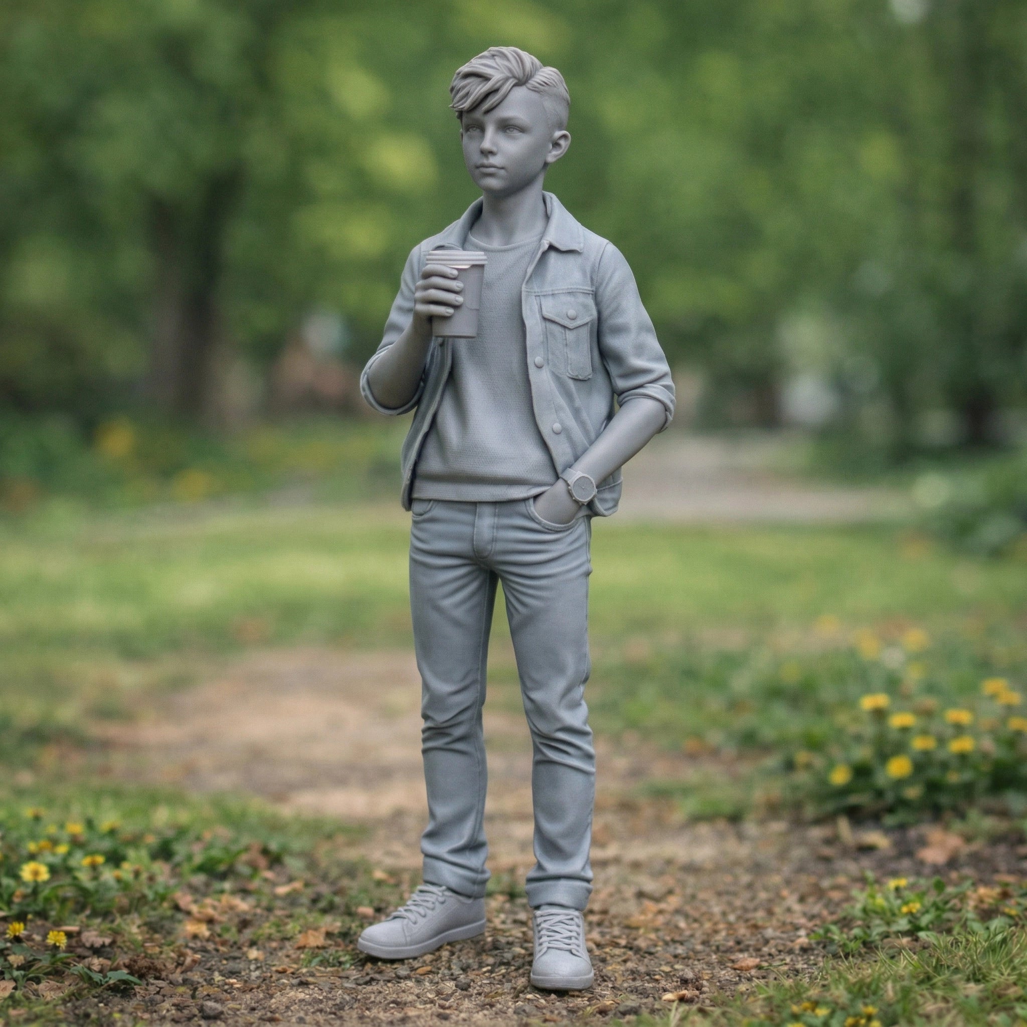 Casual Boy In Park | Resin Figurine