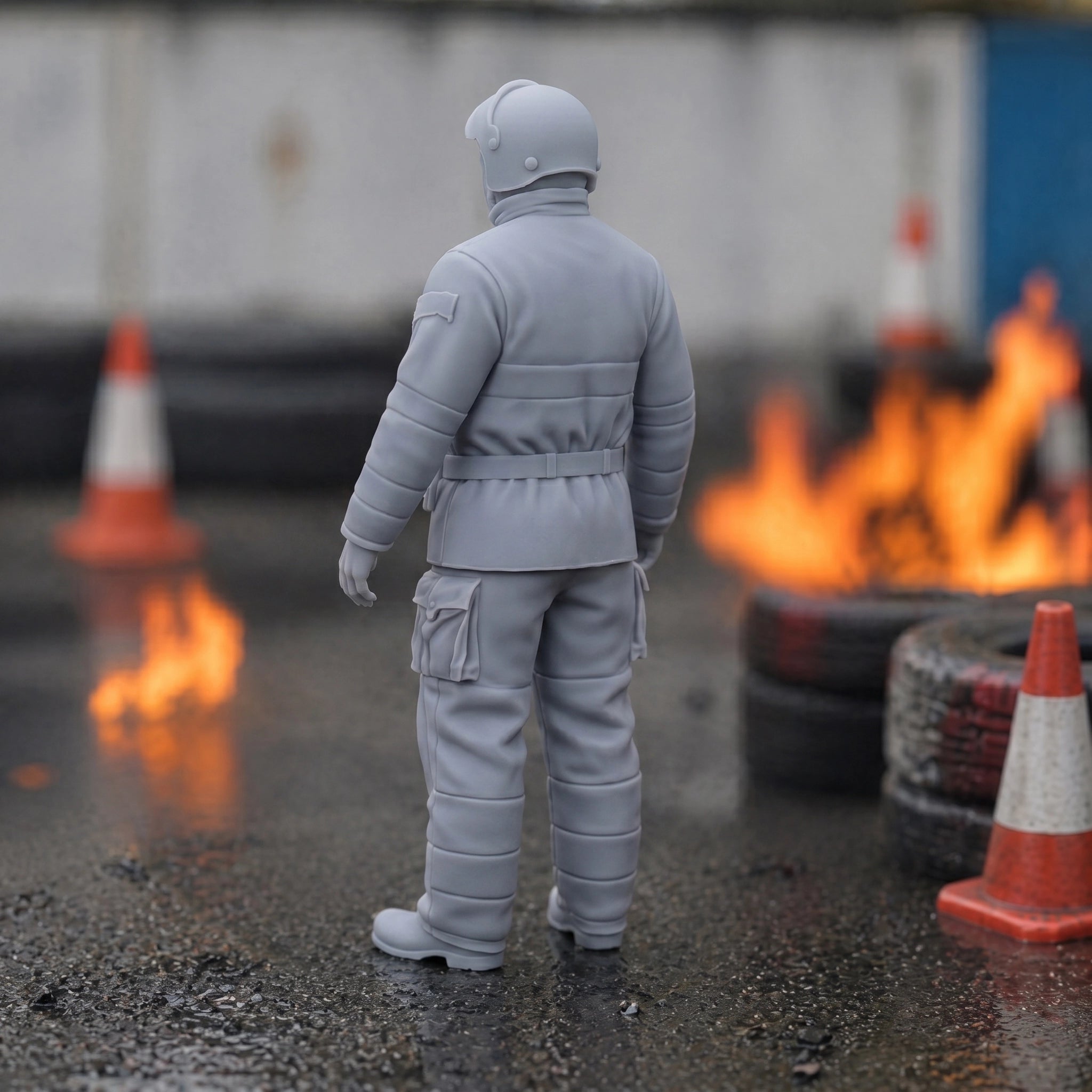 The Circuit Fire Marshal | Grey Resin Slot Car Diorama Figurine