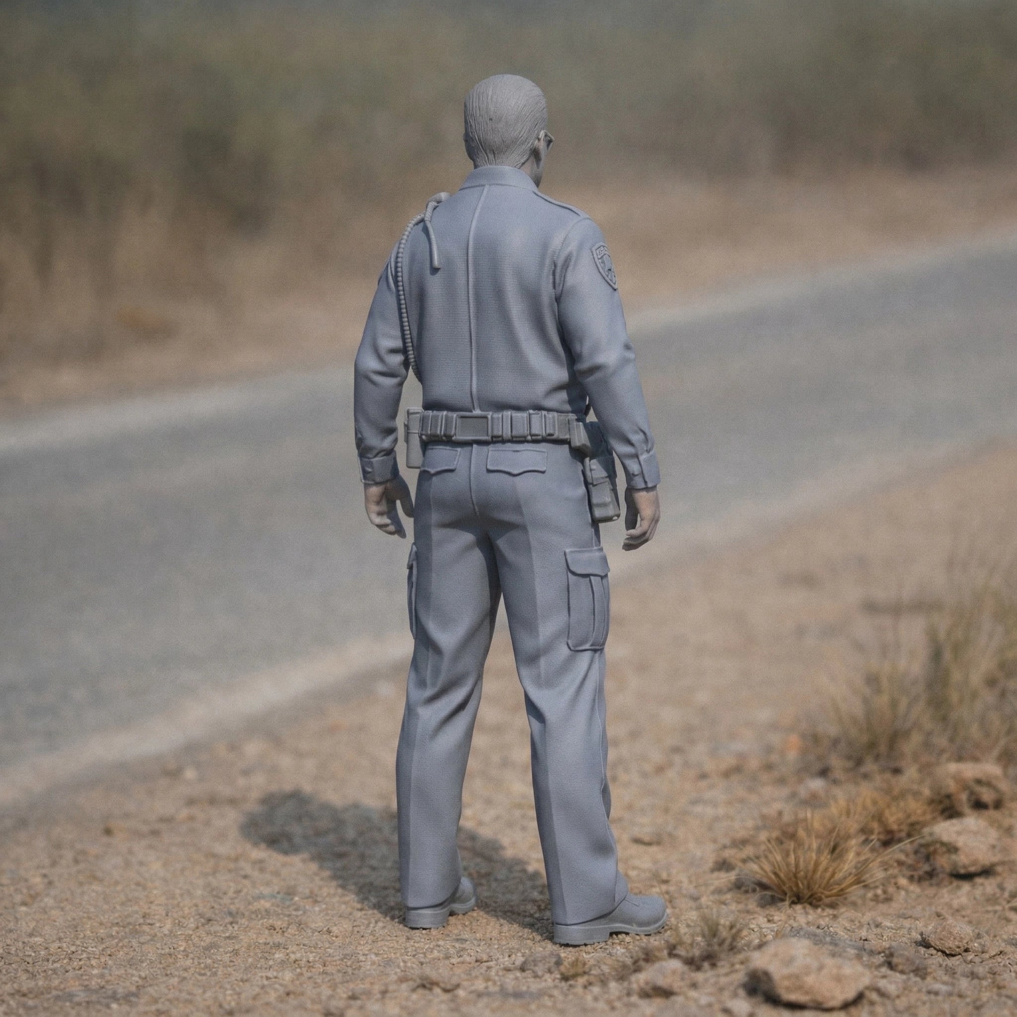 Highway Patrol Police Officer | Grey Resin General Diorama Figurine