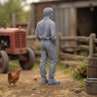 The Jovial Farmhand | Grey Resin Farm Diorama Figurine