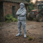 Dedicated Farm Hand | Grey Resin Farm Diorama Figurine