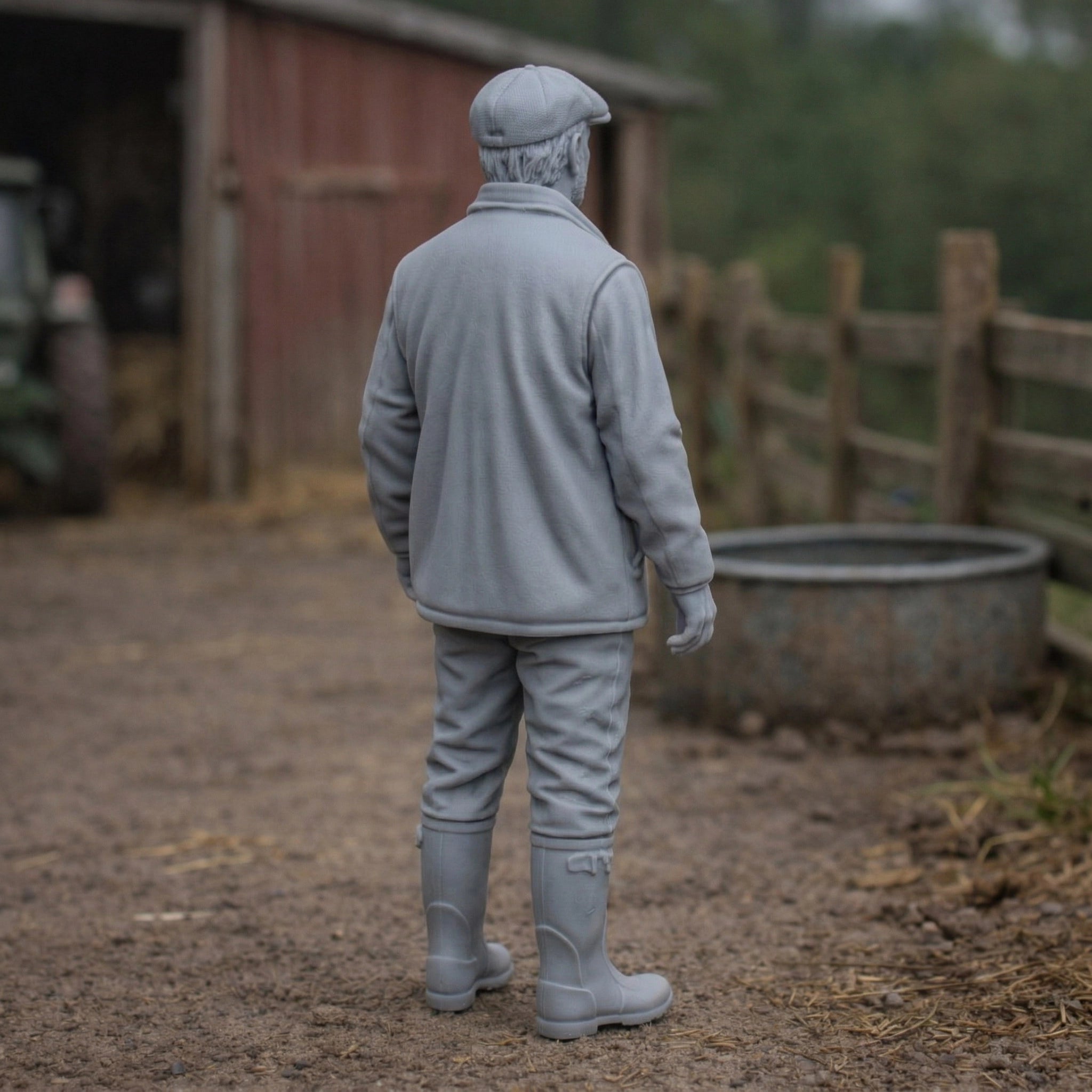 Veteran Farm Proprietor | Grey Resin Farm Diorama Figurine