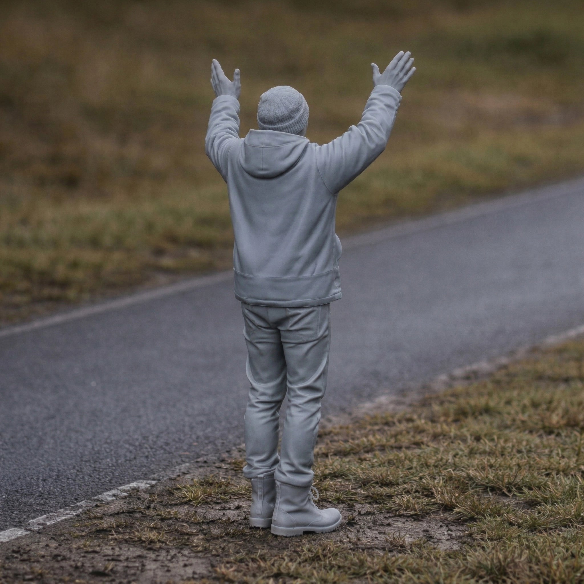 Die-Hard Rally Fan | Grey Resin Diorama Figurine