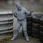 Panicked Race Marshal | Grey Resin Slot Car Diorama Figurine