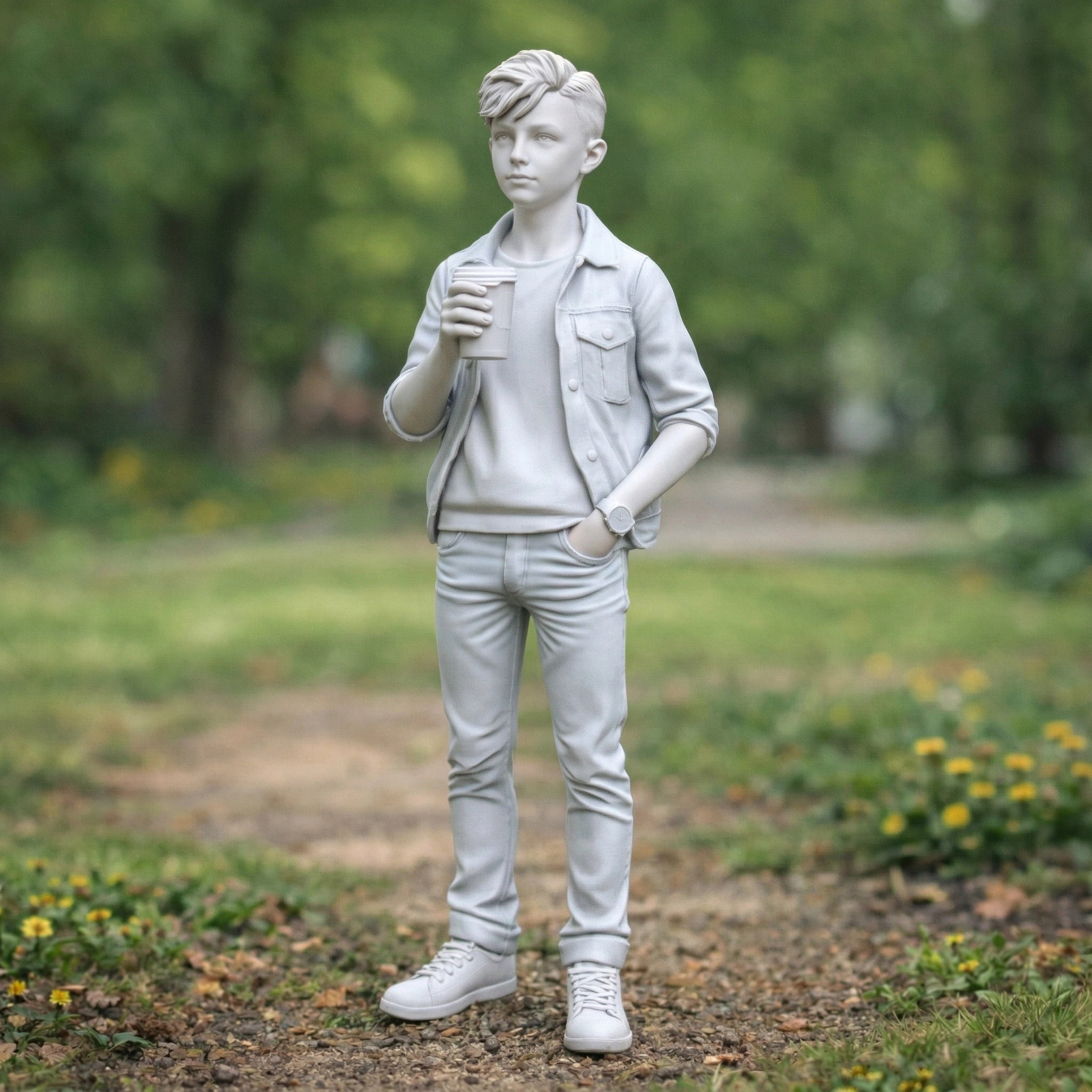 Casual Boy In Park | Resin Figurine