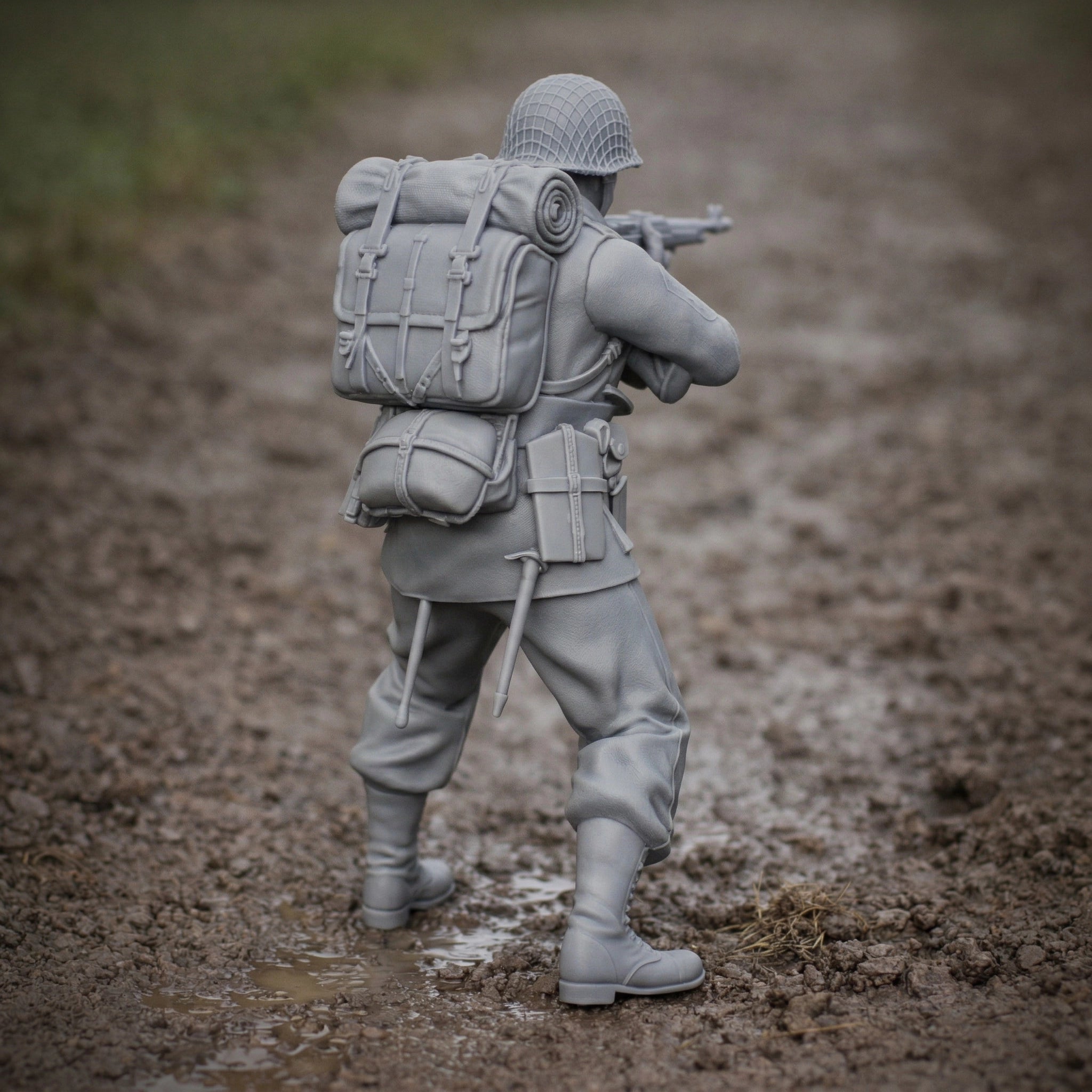 WWII G.I. Rifleman (US Army) | Grey Resin Diorama Figurine