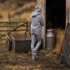 The Modern Farmhand | Grey Resin Farm Diorama Figurine