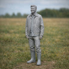 Rural Farmer Landowner | Grey Resin Farm Diorama Figurine