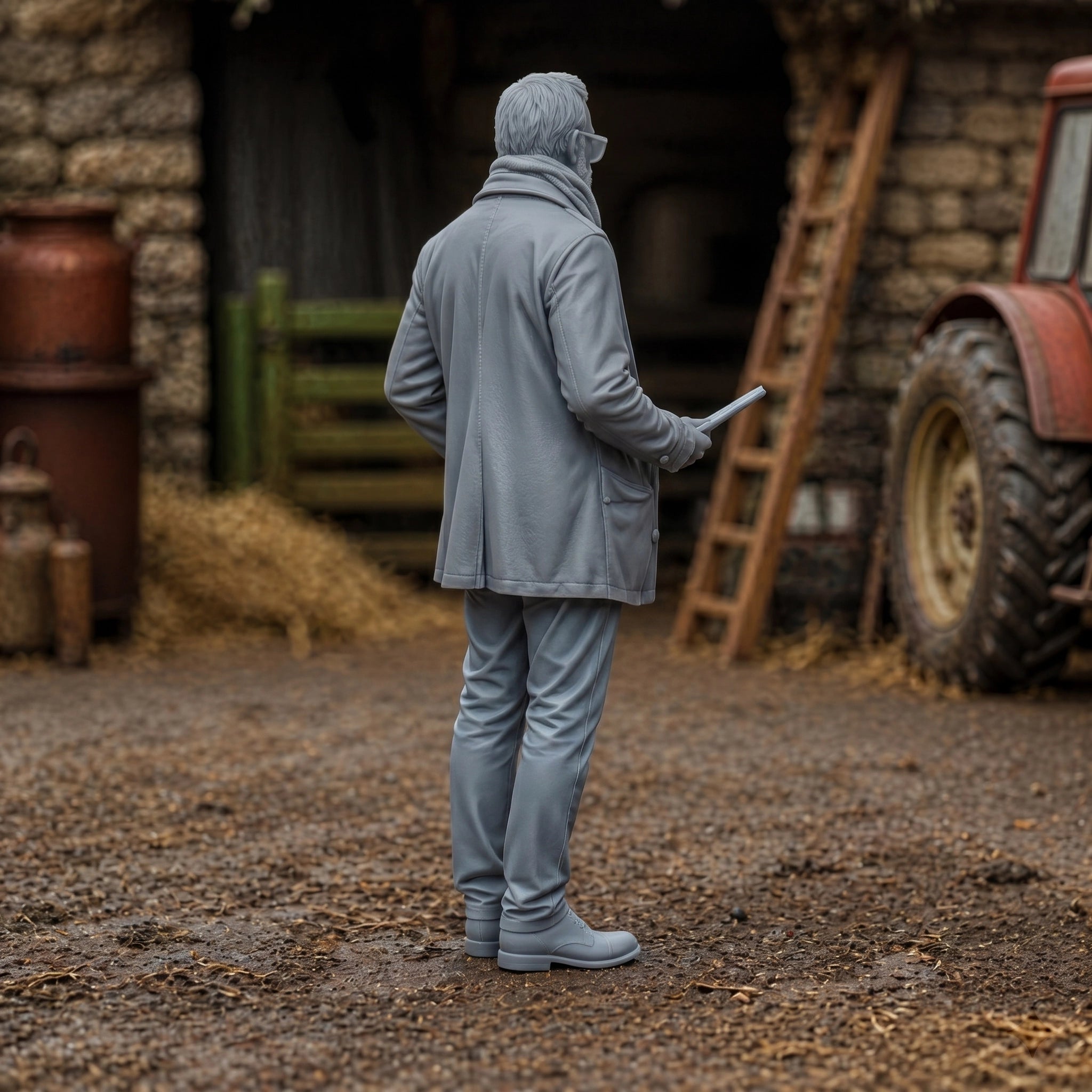 The Estate Manager | Grey Resin Farm Diorama Figurine