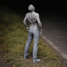 Passionate Race Super-Fan | Grey Resin Slot Car Diorama Figurine