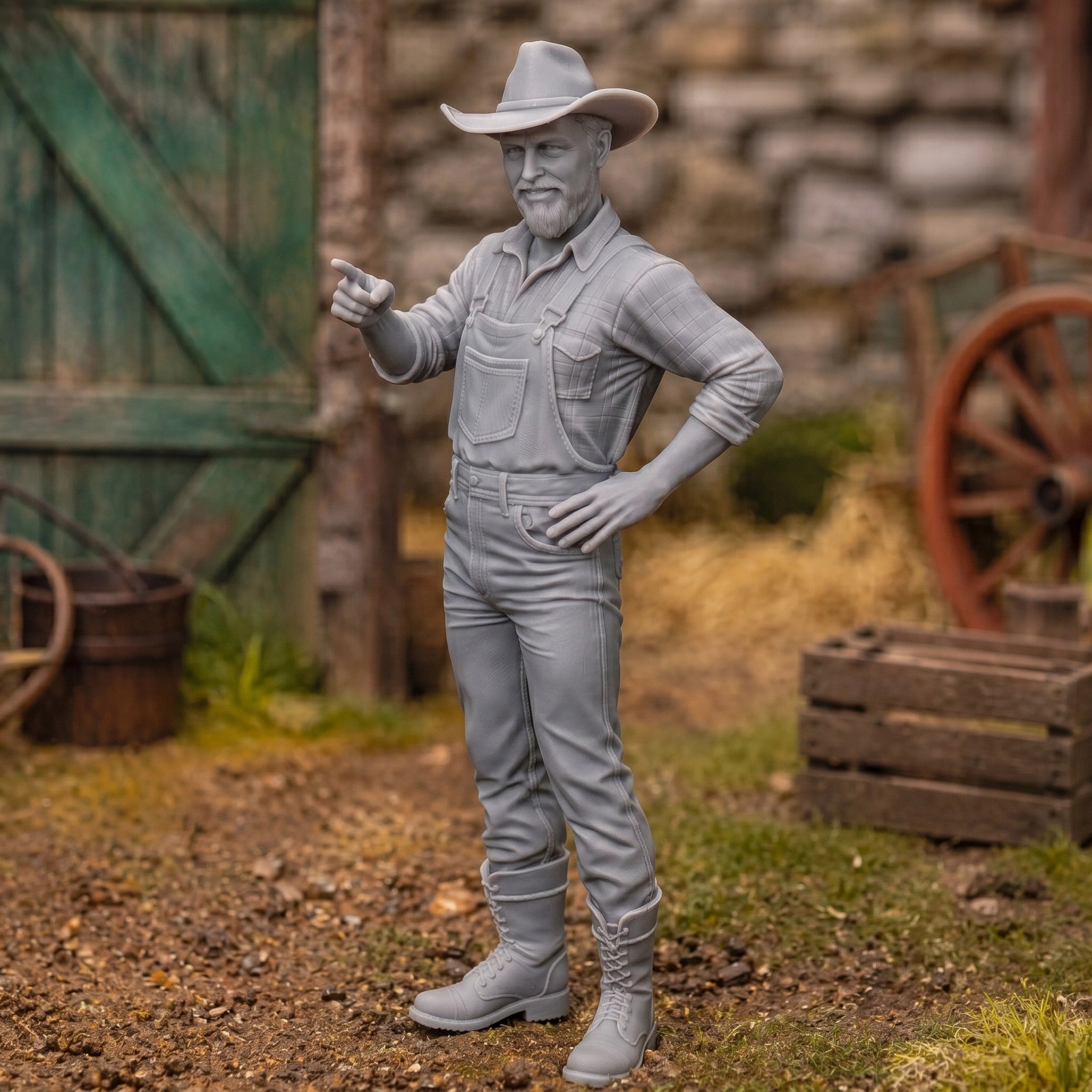 The Ranch Foreman | Grey Resin Farm Diorama Figurine