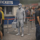 Race Day Fan with Cool Box | Grey Resin Slot Car Diorama Figurine