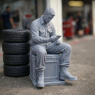 Workman On Break | Grey Resin Generic Diorama Figurine