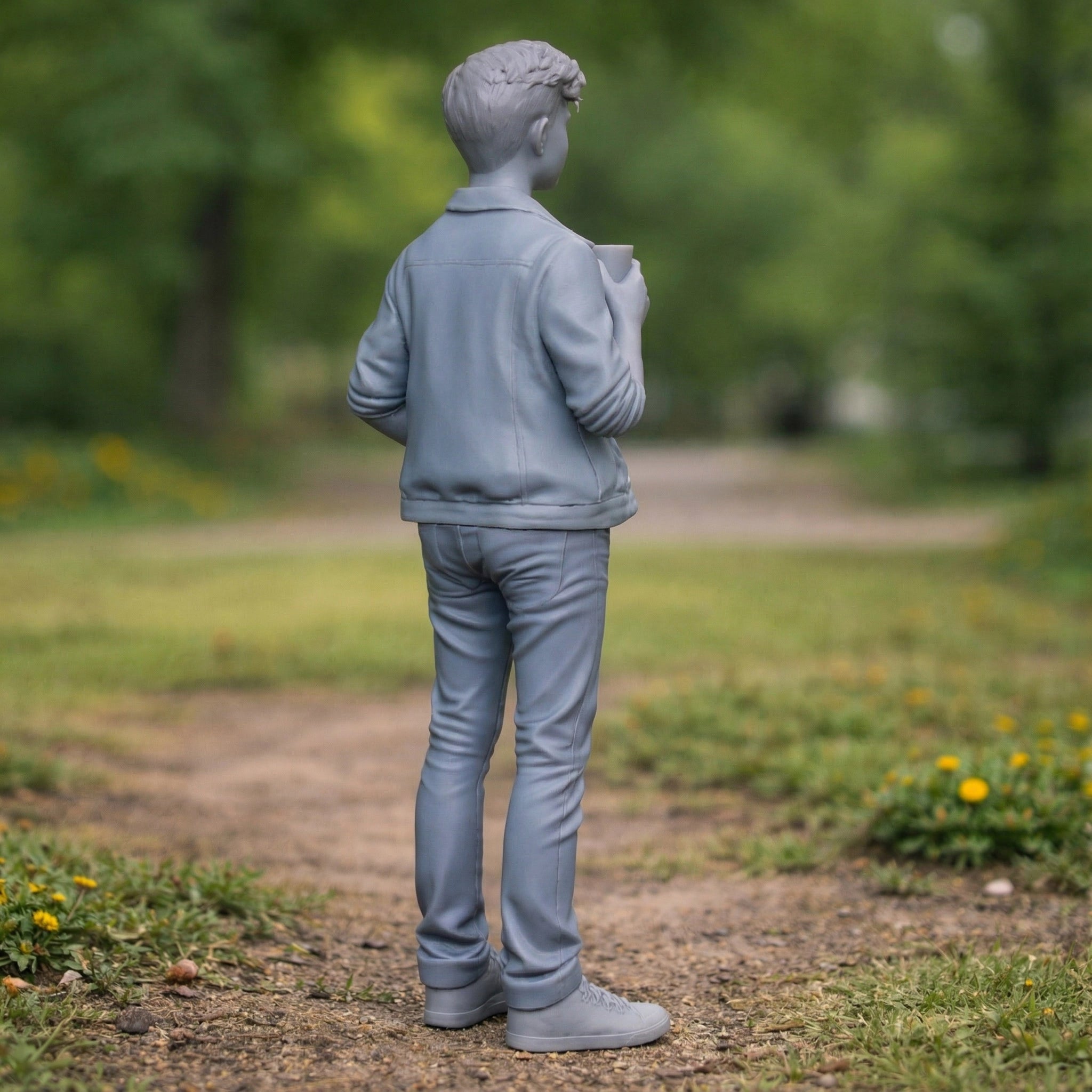 Casual Boy In Park | Resin Figurine