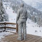 Retro High-Altitude Skier in Belted Salopettes | Resin Figurine