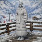 High-Fashion Tourist in Belted Maxi Puffer Coat | Resin Figurine