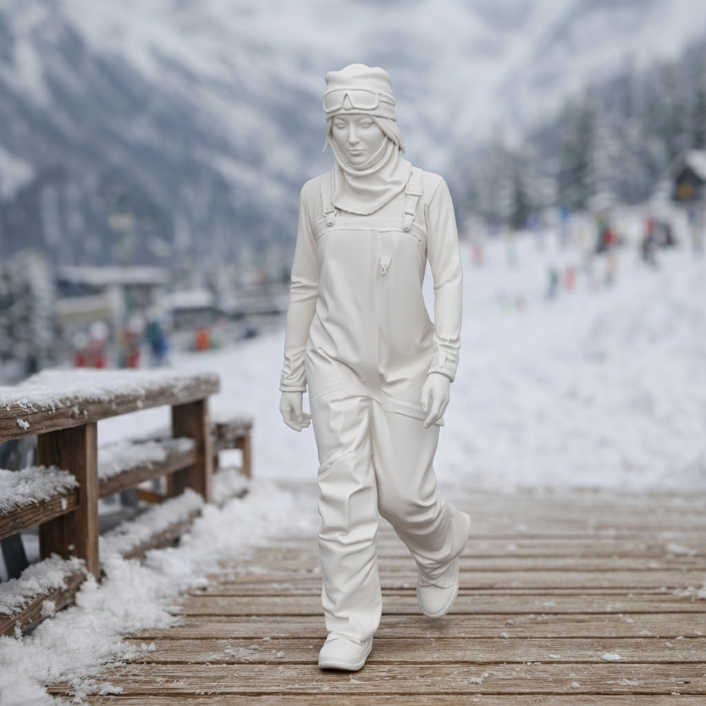 Pro Alpine Specialist in Heavy-Duty Salopettes | Resin Figurine