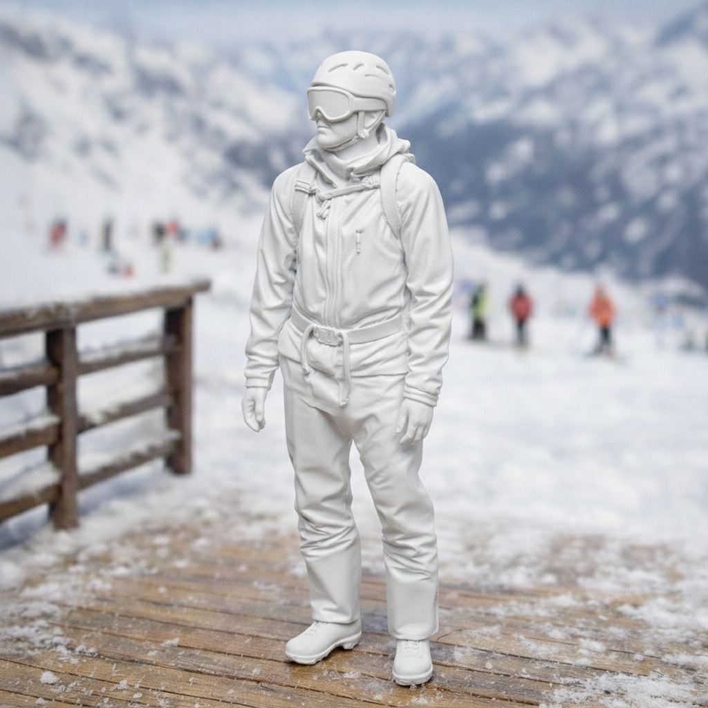 Modern Peak Skier in Technical Softshell Suit | Resin Figurine