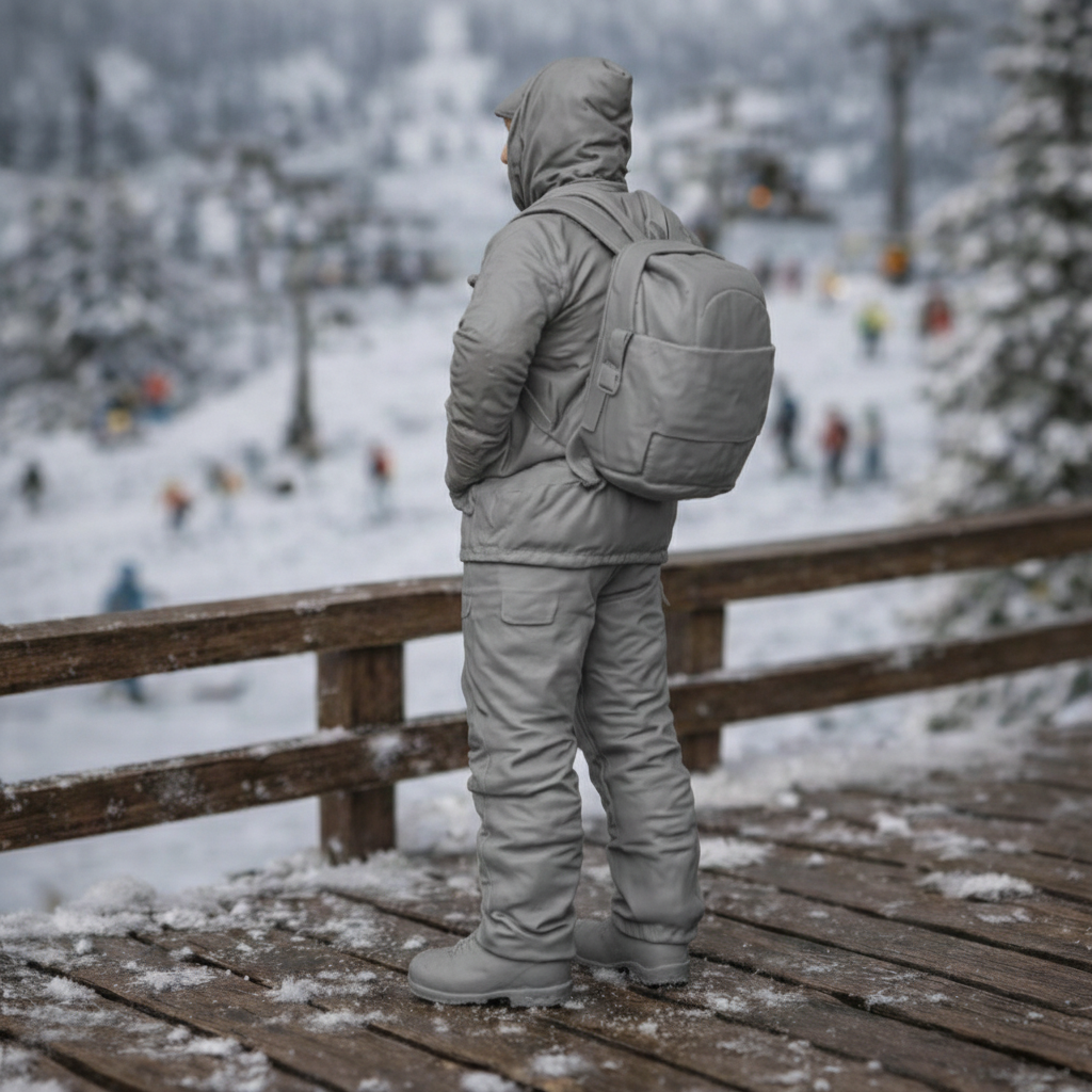 Professional Backcountry Guide in Hooded Expedition Shell | Resin Figurine