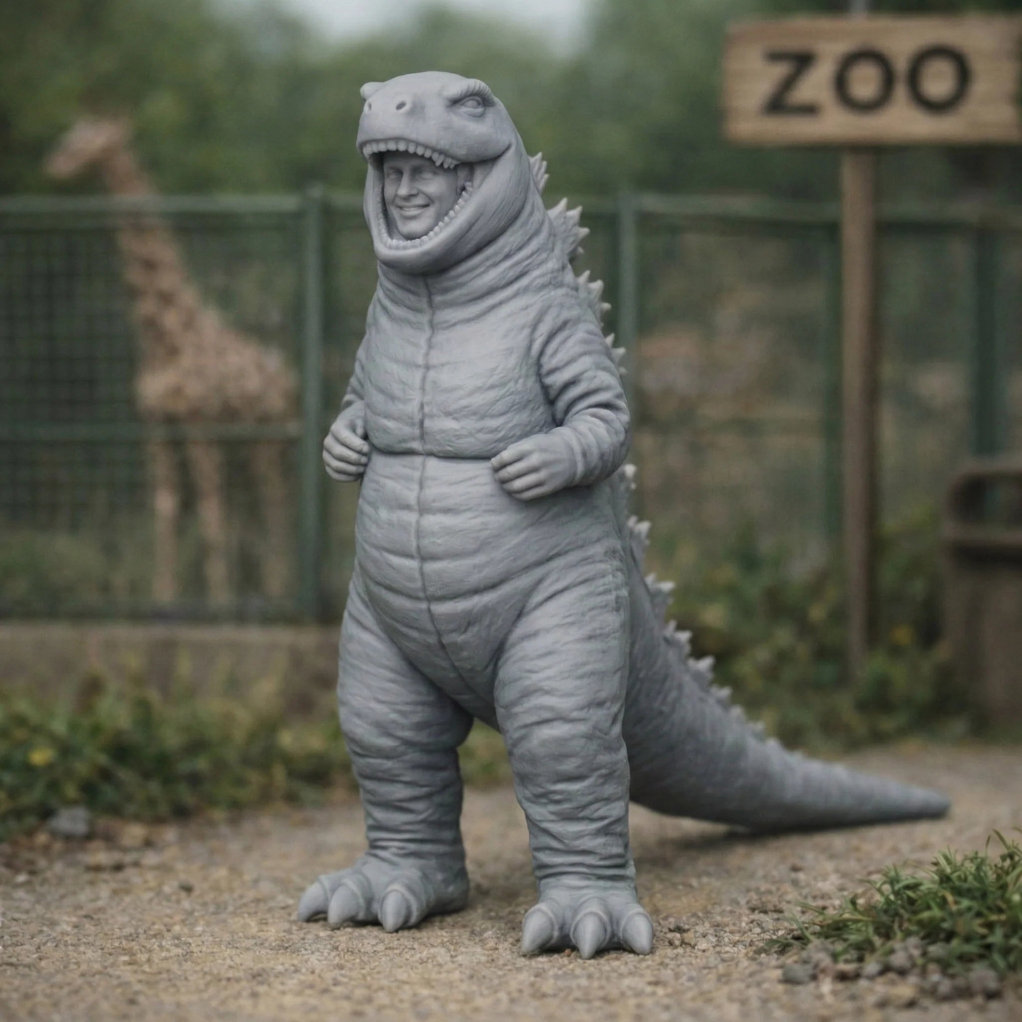 Fancy Dress Reveller in Dinosaur Costume | Resin Figurine