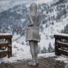 Alpine Minimalist in Sleek Winter Bodysuit | Resin Figurine