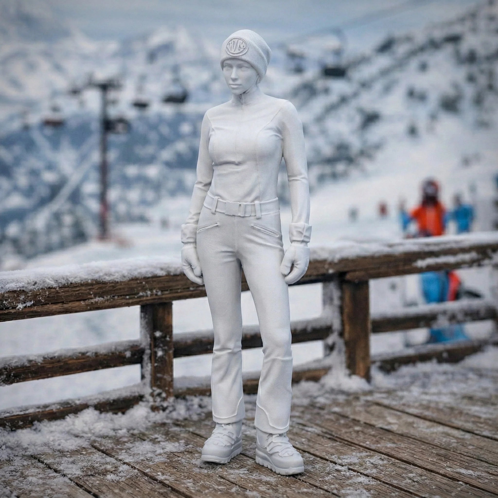Professional Skier in Belted One-Piece | Resin Figurine