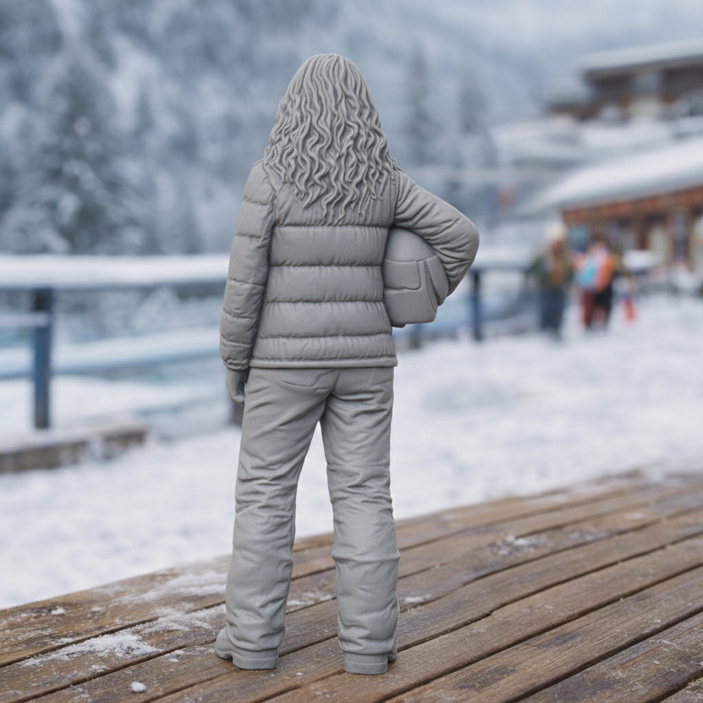 Professional Skier in Quilted Down Jacket | Resin Figurine