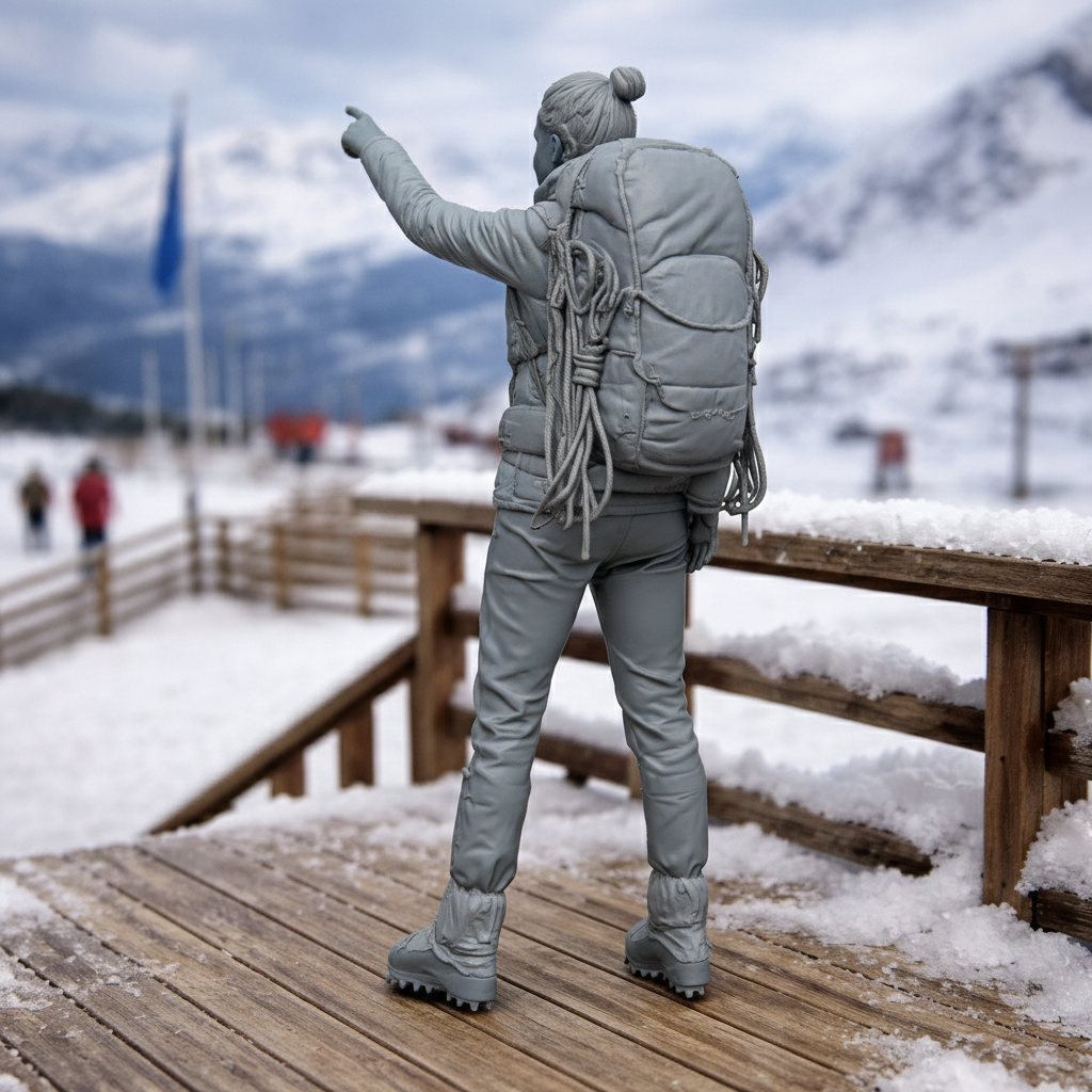 Elite Mountain Guide Pointing to Summit | Resin Figurine